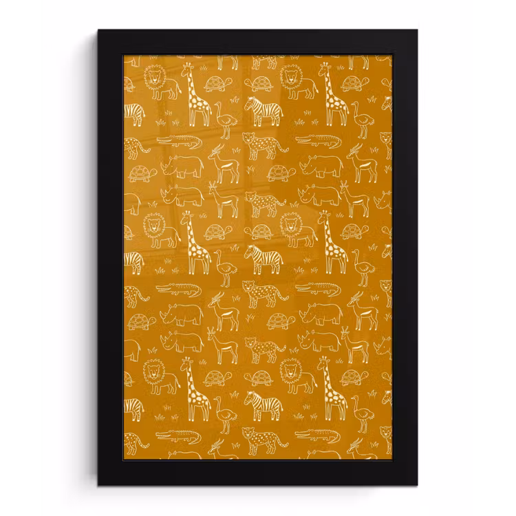 Bilder mit Rahmen - Tiere – Safari – Muster – Kindlich – Ocker — 1