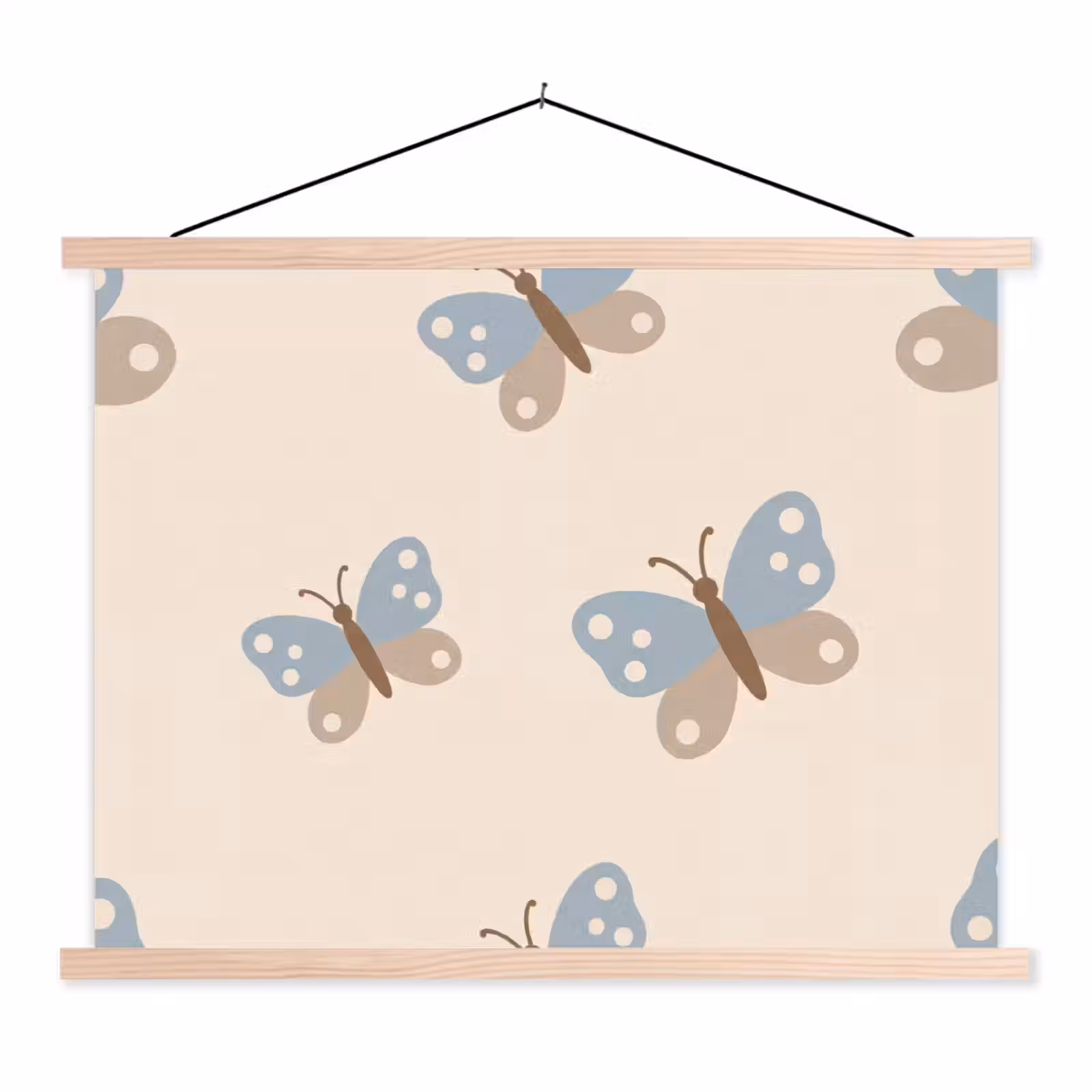 Stoffbild - Insekt – Schmetterlingsmuster – Abstrakt – Blau – Beige — 1