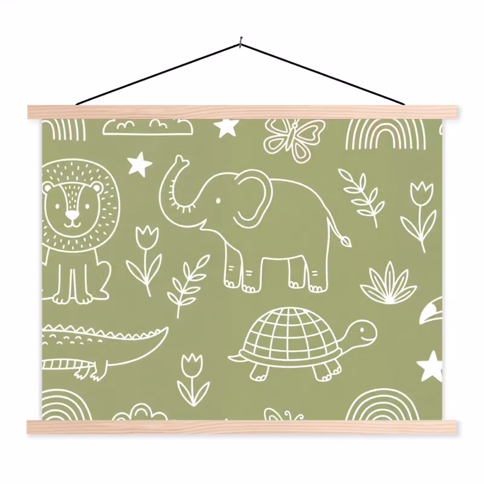 Stoffbild - Tiere – Muster – Illustration – Natur – Grün — 1