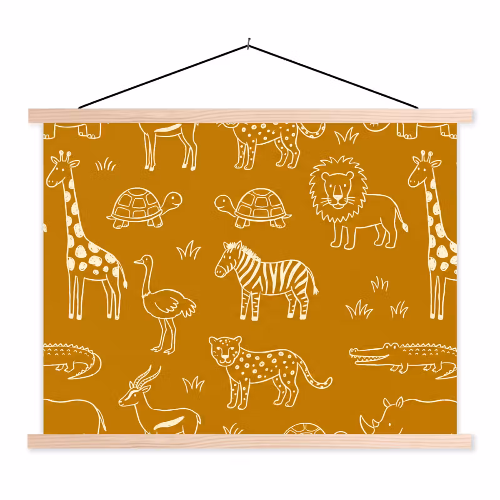 Stoffbild - Tiere – Safari – Muster – Kindlich – Ocker — 1
