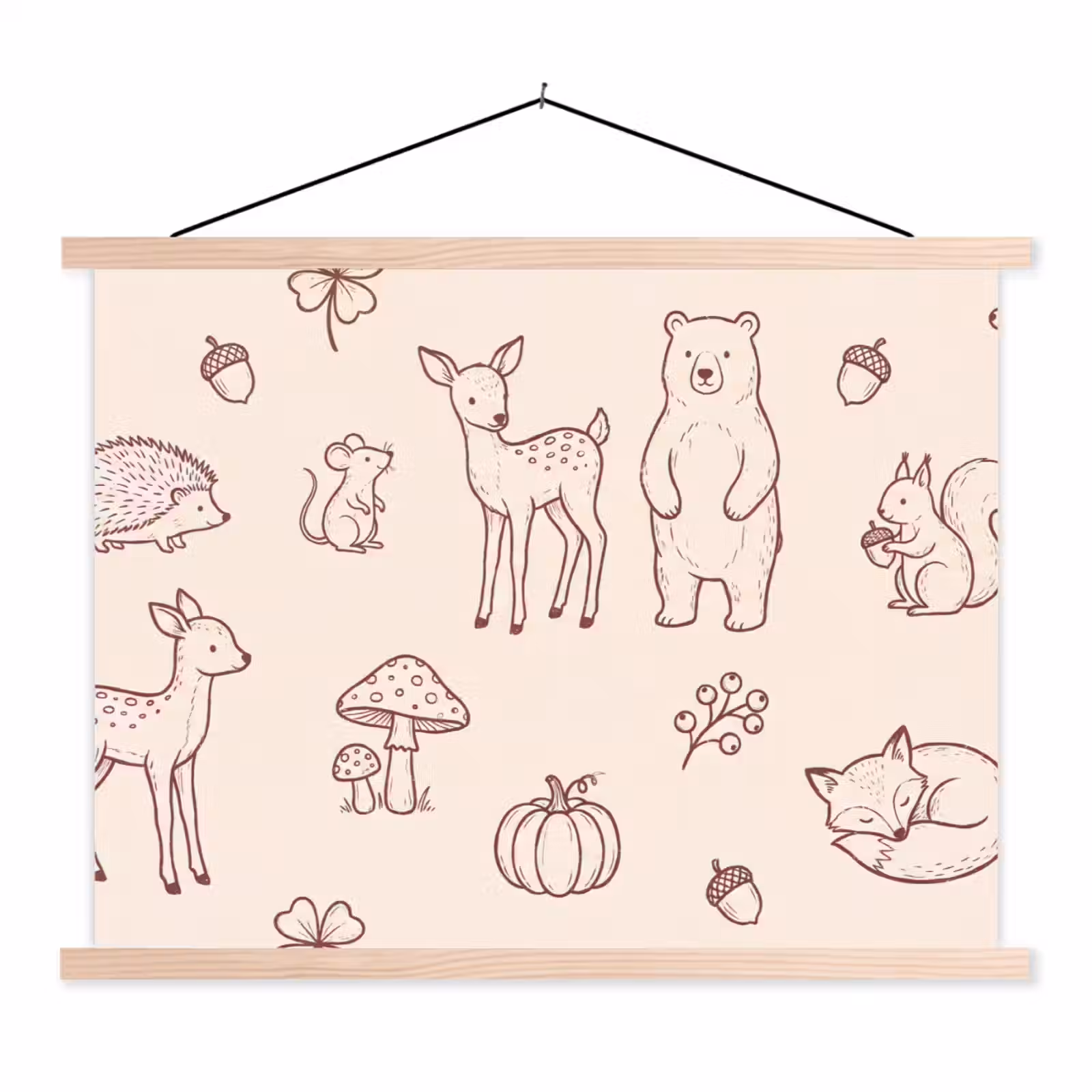 Stoffbild - Tiere – Wald – Natur – Skizze – Muster — 1