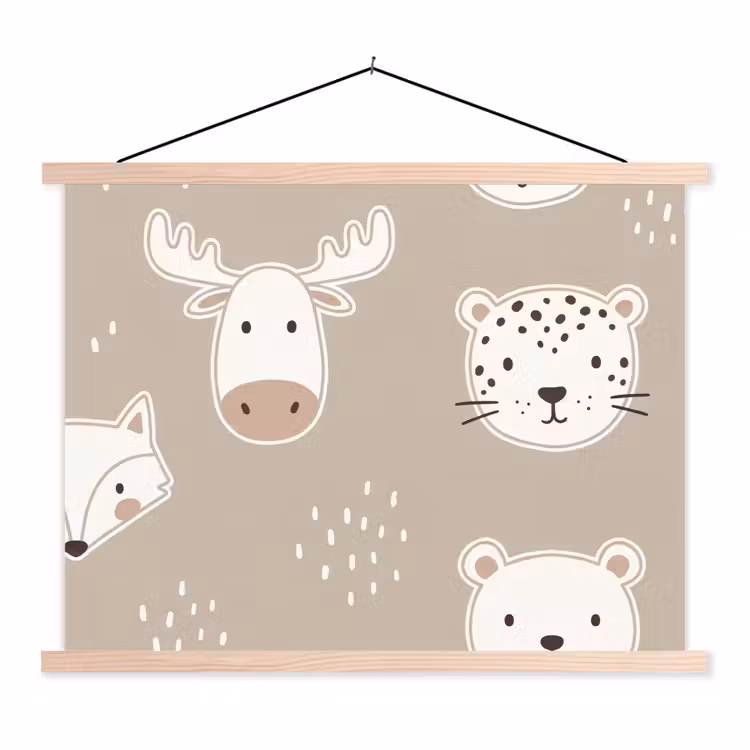Stoffbild - Tiere – Muster – Illustration – Modern – Beige — 1