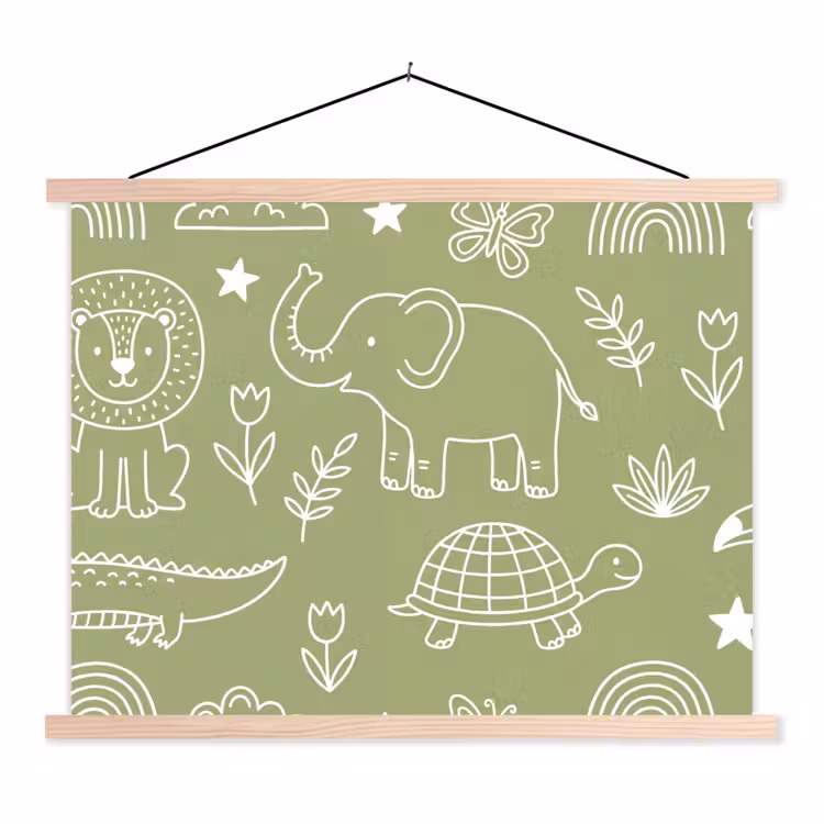 Stoffbild - Tiere – Muster – Illustration – Natur – Grün — 1
