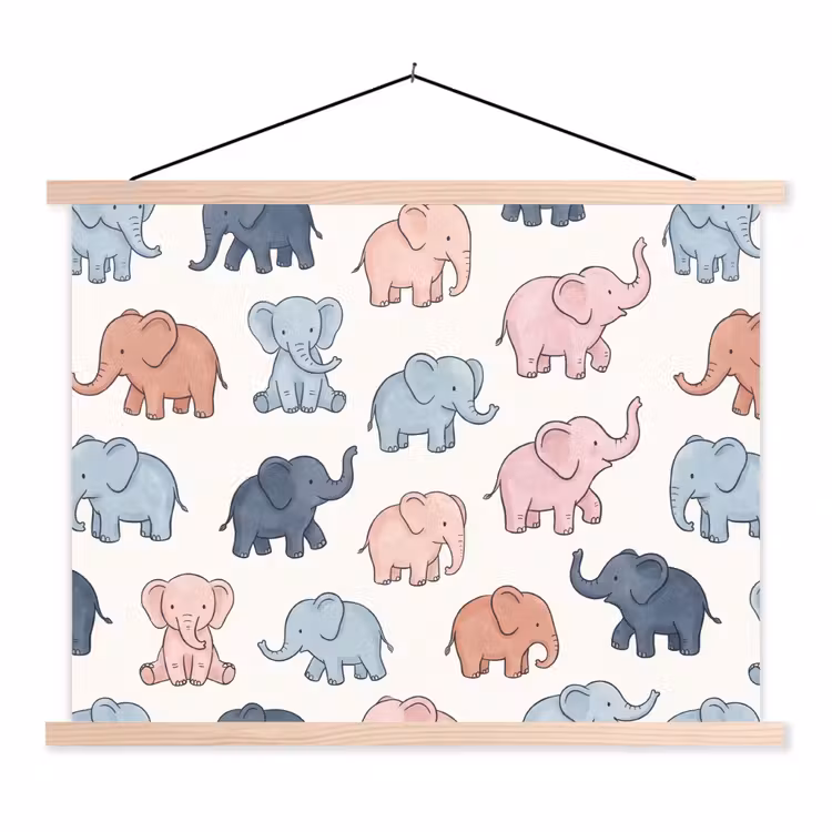 Stoffbild - Tiere – Muster – Kinderzimmer – Pastell – Verspielt — 1