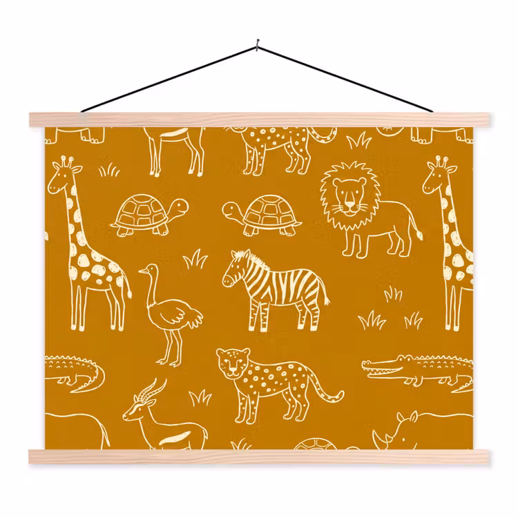 Stoffbild - Tiere – Safari – Muster – Kindlich – Ocker — 1