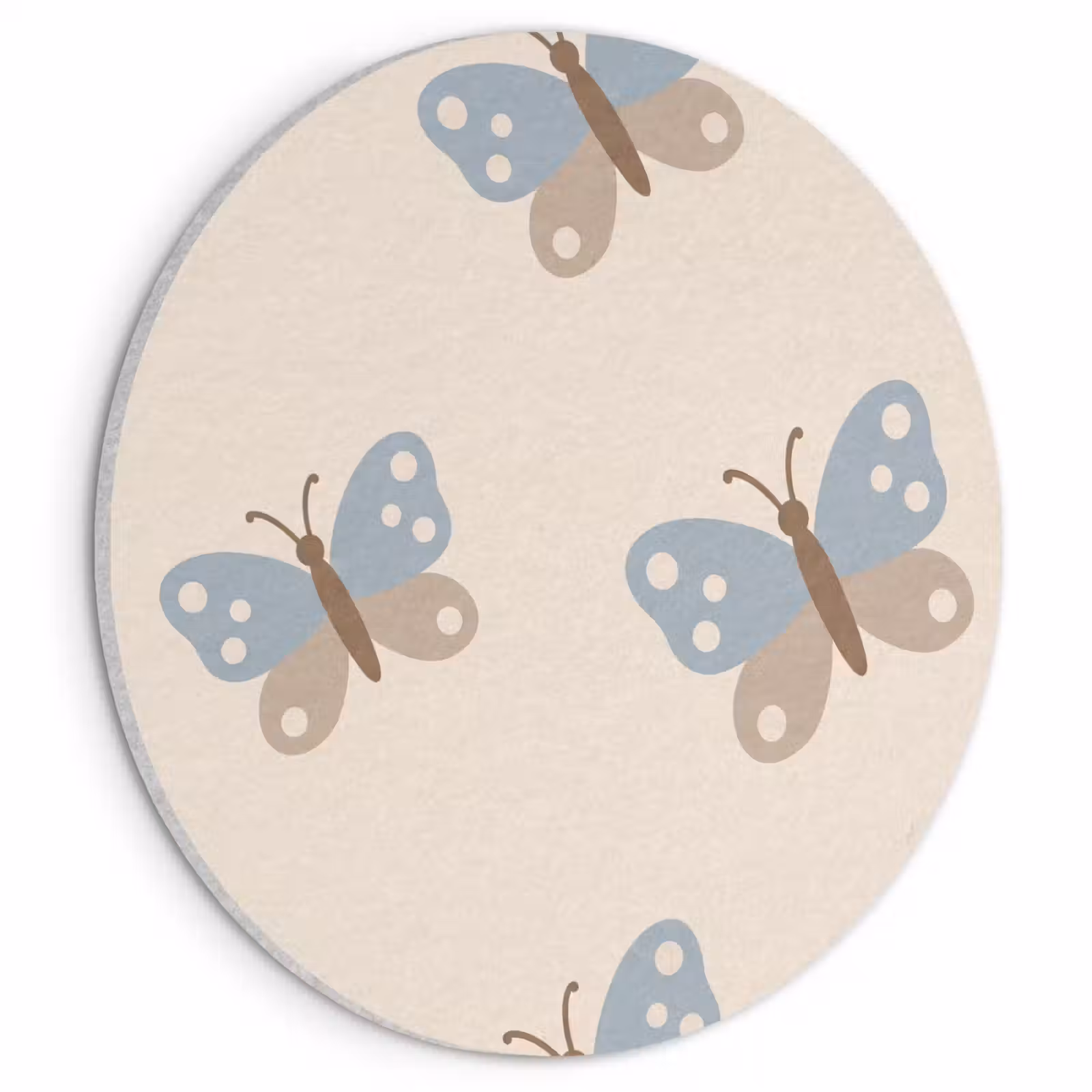 Akustikbild - Rund - Insekt – Schmetterlingsmuster – Abstrakt – Blau – Beige — 1