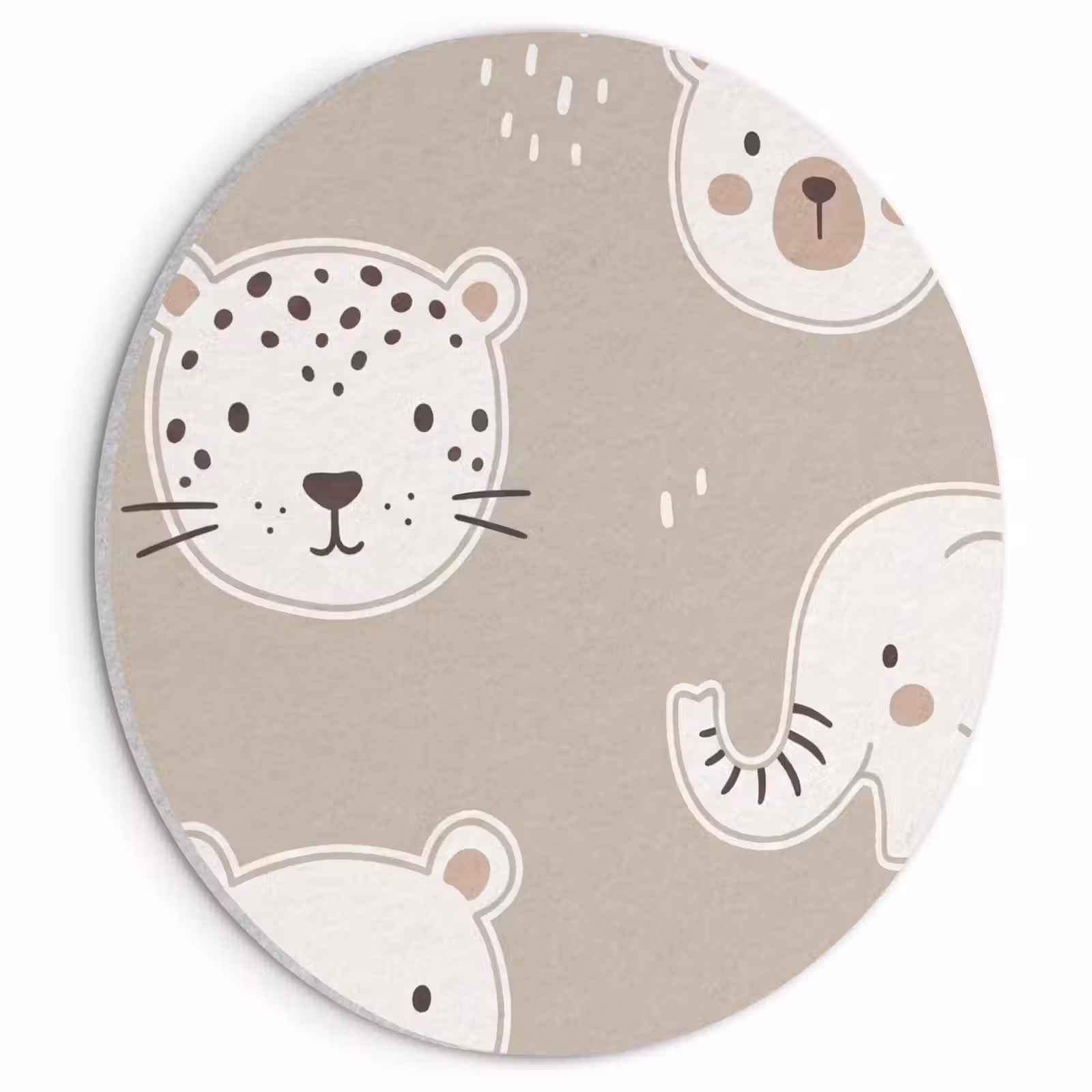Akustikbild - Rund - Tiere – Muster – Illustration – Modern – Beige — 1