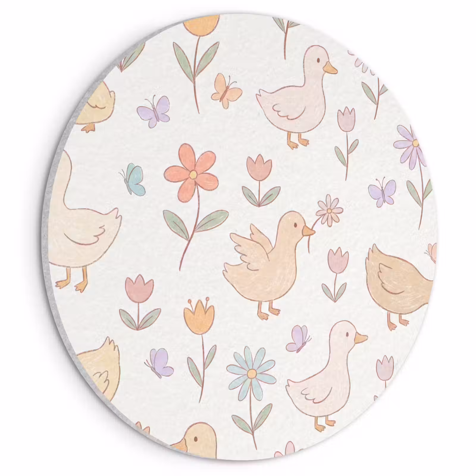 Akustikbild - Rund - Vogel – Blumen – Muster – Pastell – Tiere — 1