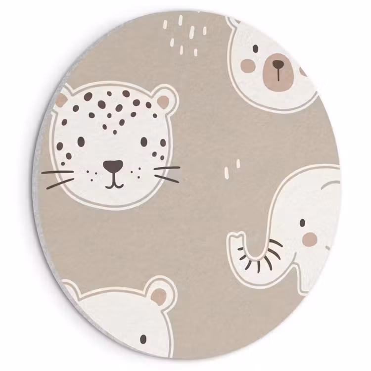 Akustikbild - Rund - Tiere – Muster – Illustration – Modern – Beige — 1