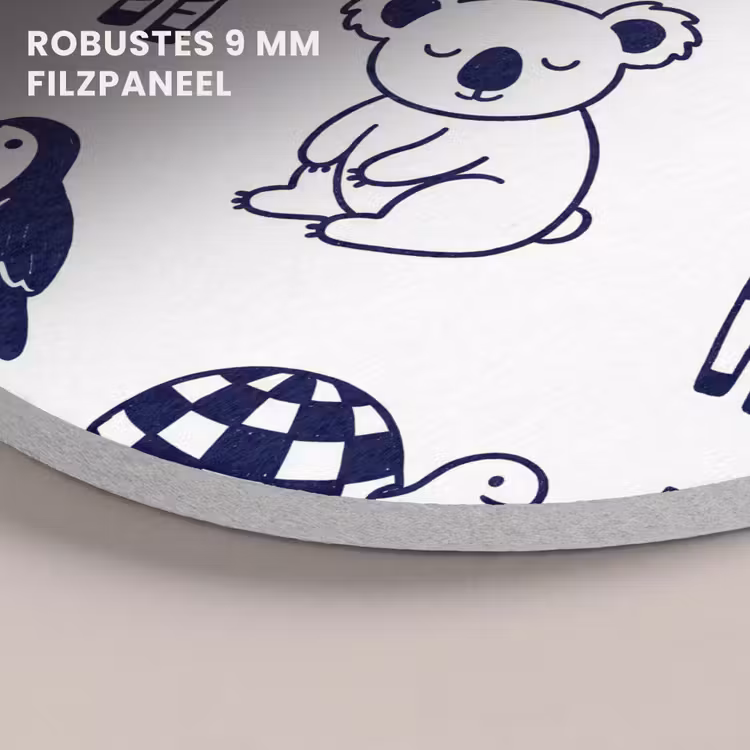 Akustikbild - Rund - Tiere – Muster – Kinderzimmer – Grafisch – Weiß-Blau — 5