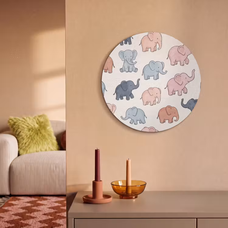 Akustikbild - Rund - Tiere – Muster – Kinderzimmer – Pastell – Verspielt — 2