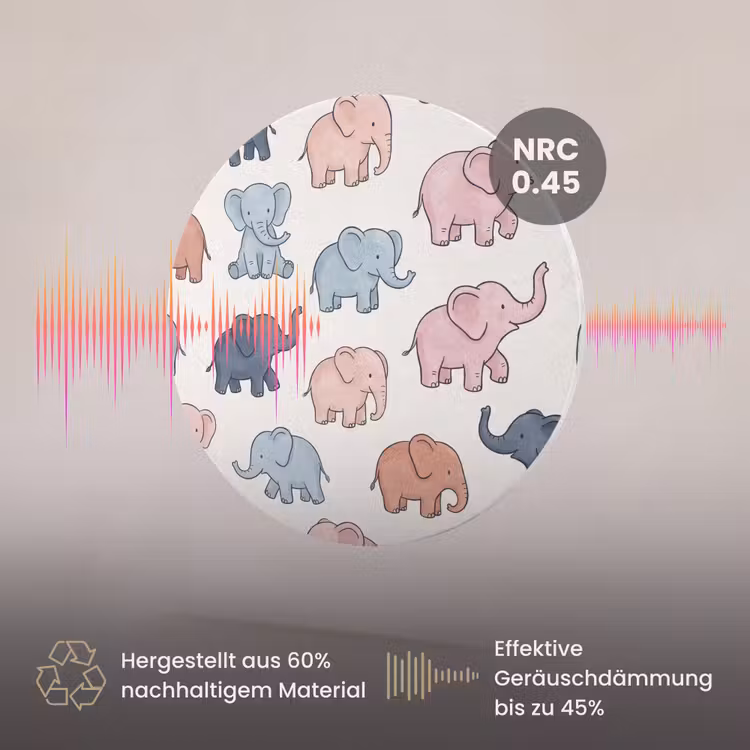 Akustikbild - Rund - Tiere – Muster – Kinderzimmer – Pastell – Verspielt — 3