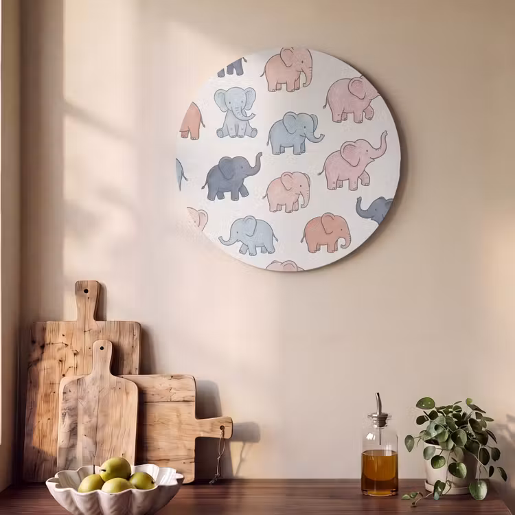 Akustikbild - Rund - Tiere – Muster – Kinderzimmer – Pastell – Verspielt — 4