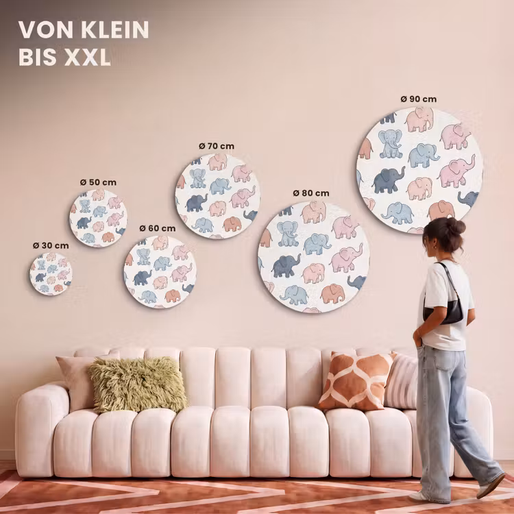 Akustikbild - Rund - Tiere – Muster – Kinderzimmer – Pastell – Verspielt — 7