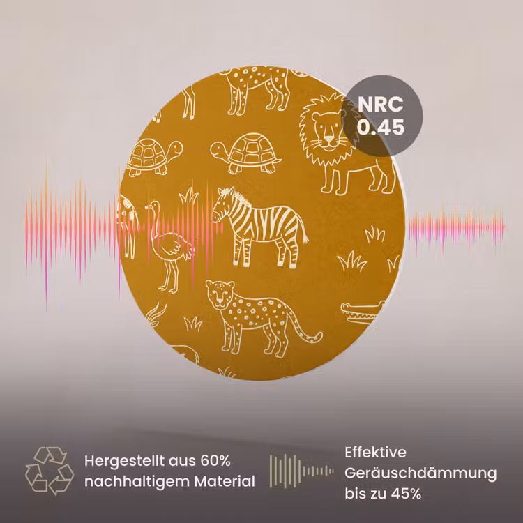 Akustikbild - Rund - Tiere – Safari – Muster – Kindlich – Ocker — 3