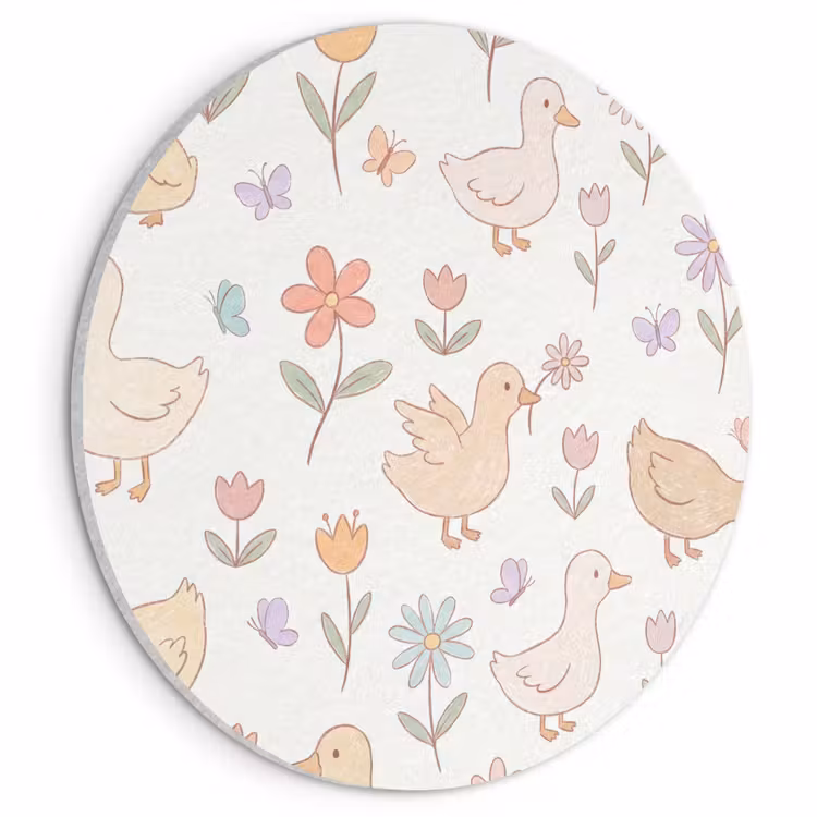 Akustikbild - Rund - Vogel – Blumen – Muster – Pastell – Tiere — 1