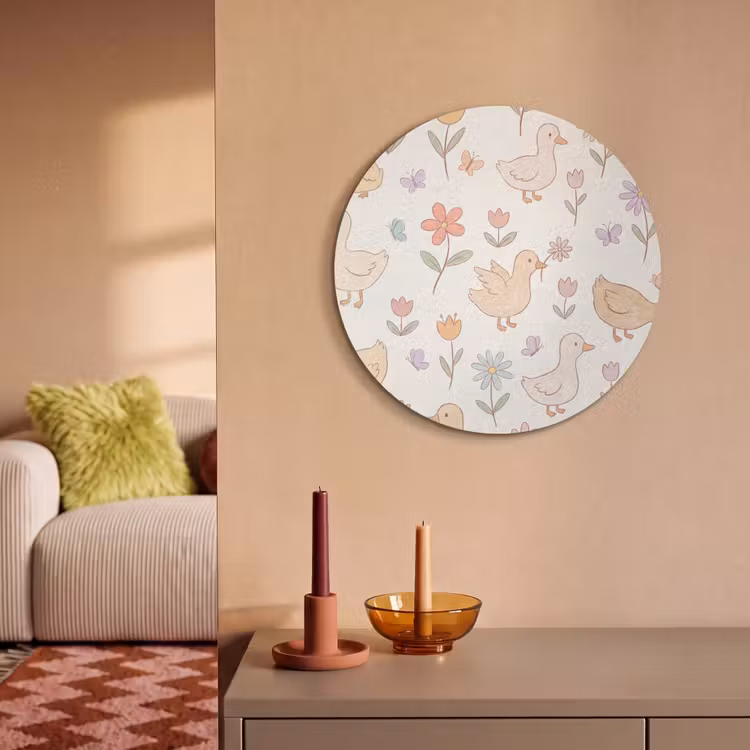 Akustikbild - Rund - Vogel – Blumen – Muster – Pastell – Tiere — 2