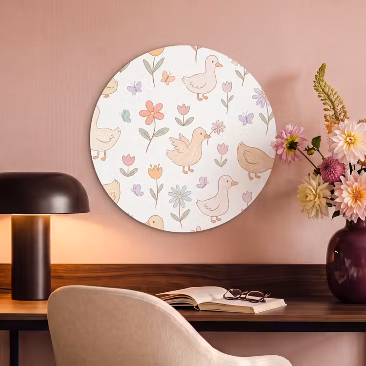 Akustikbild - Rund - Vogel – Blumen – Muster – Pastell – Tiere — 6