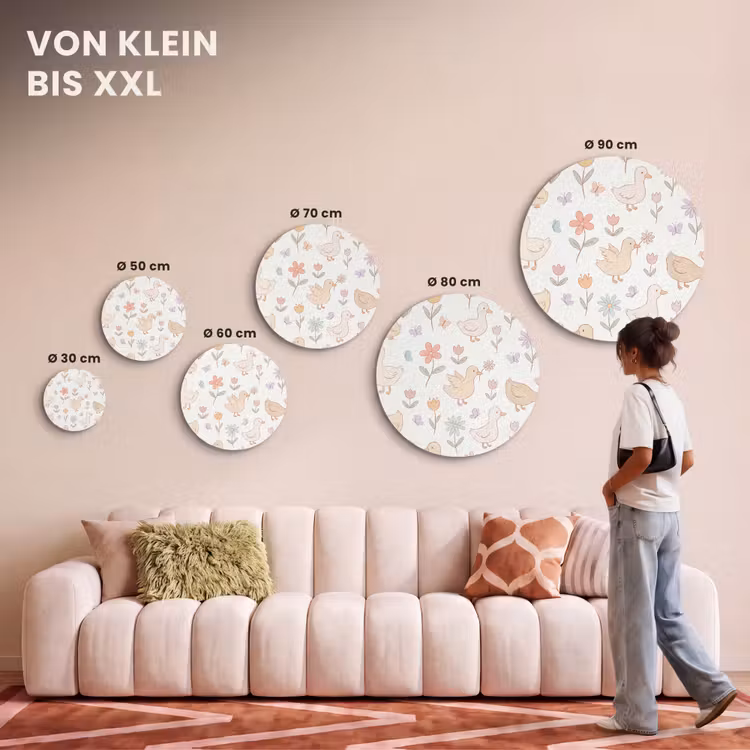 Akustikbild - Rund - Vogel – Blumen – Muster – Pastell – Tiere — 7