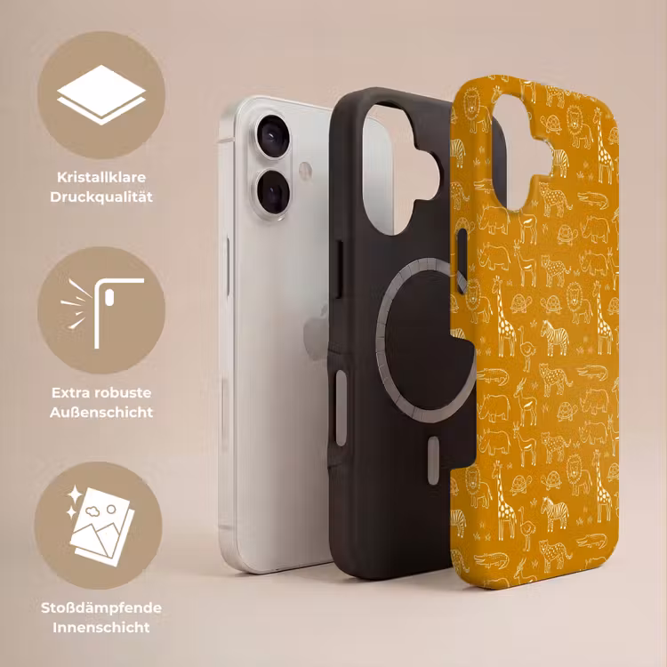 Handyhülle Toughcase - Tiere – Safari – Muster – Kindlich – Ocker — 3