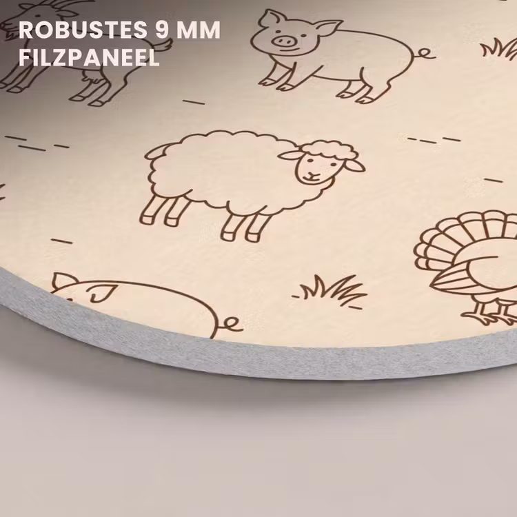 Akustikbild - Rund - Tiere – Muster – Bauernhof – Minimalistisch – Beige — 5
