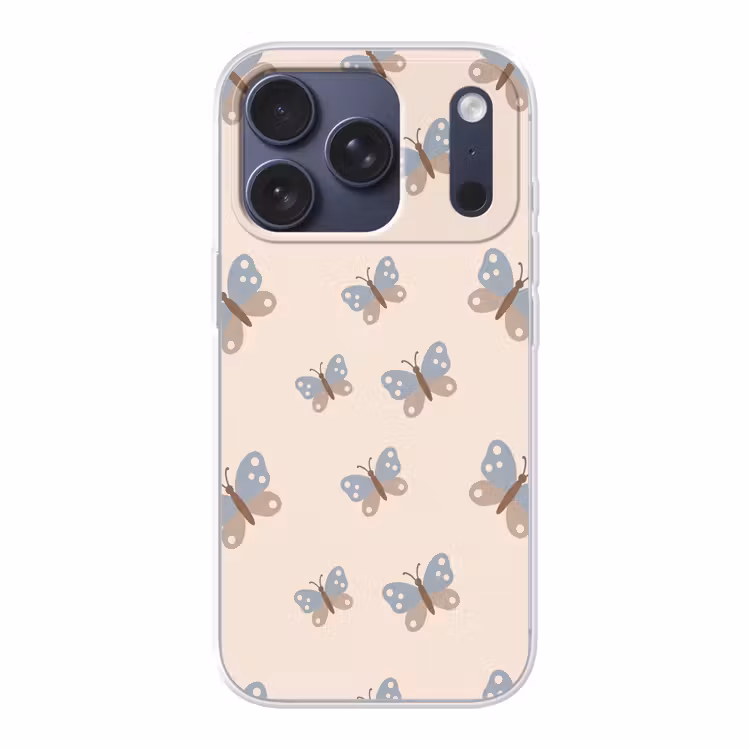 Handyhülle - Insekt – Schmetterlingsmuster – Abstrakt – Blau – Beige — 1