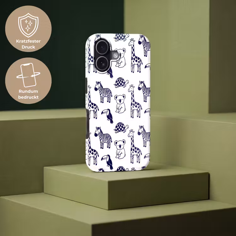 Handyhülle Toughcase - Tiere – Muster – Kinderzimmer – Grafisch – Weiß-Blau — 7