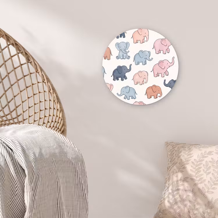 Glasbild Rund - Tiere – Muster – Kinderzimmer – Pastell – Verspielt — 5