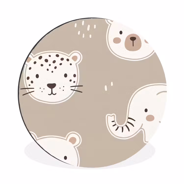 Alu-Dibond-Bild Rund - Tiere – Muster – Illustration – Modern – Beige — 1