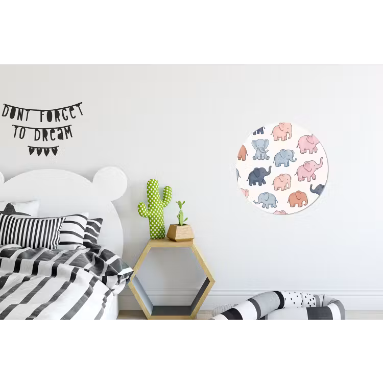Alu-Dibond-Bild Rund - Tiere – Muster – Kinderzimmer – Pastell – Verspielt — 4