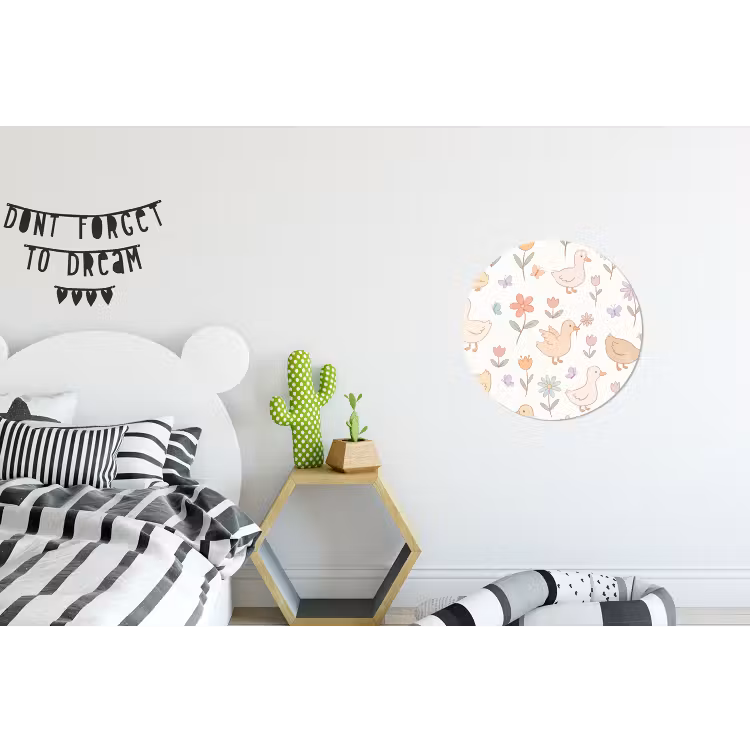 Alu-Dibond-Bild Rund - Vogel – Blumen – Muster – Pastell – Tiere — 4