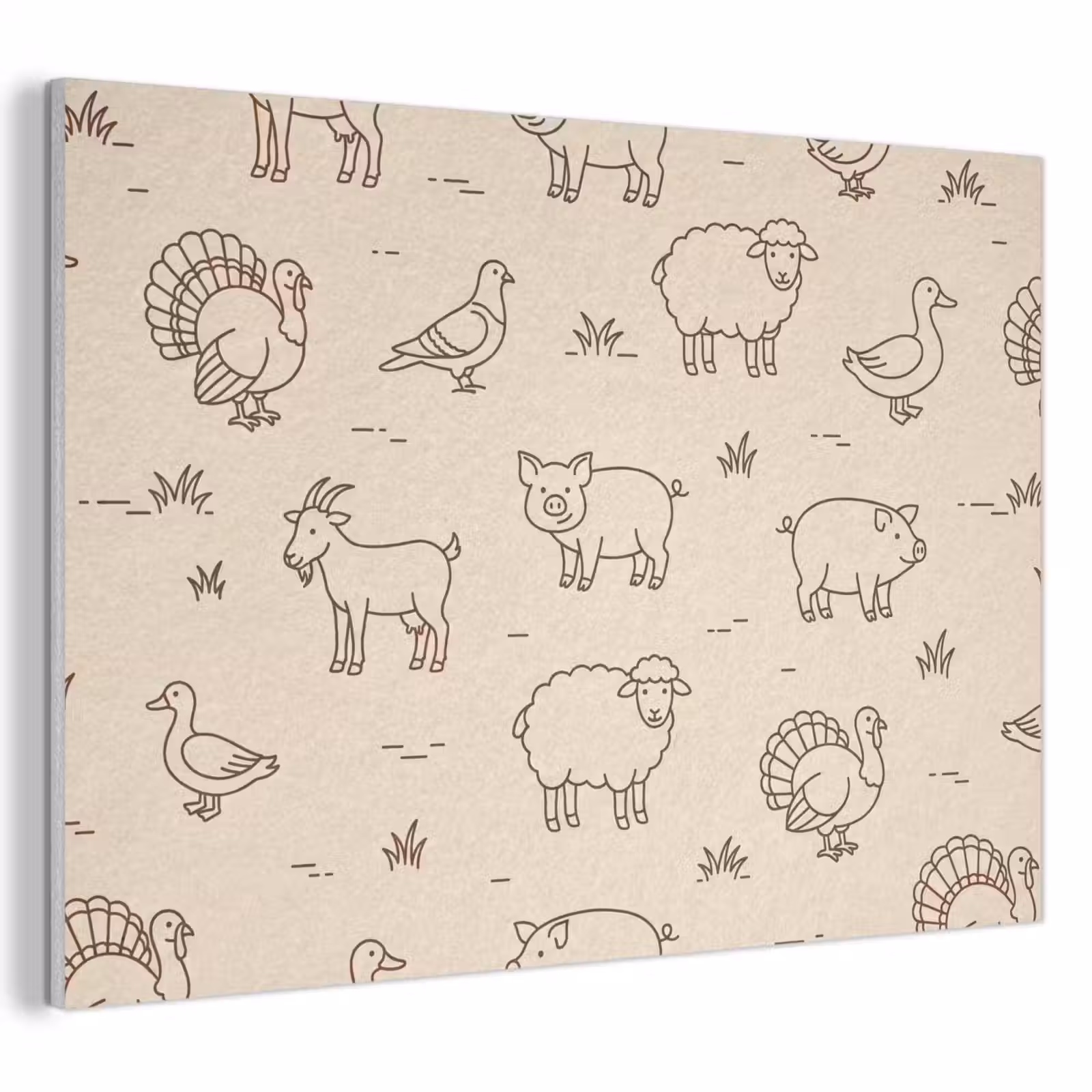 Akustikbild - Tiere – Muster – Bauernhof – Minimalistisch – Beige — 1