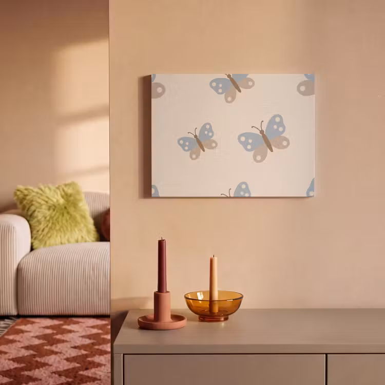 Akustikbild - Insekt – Schmetterlingsmuster – Abstrakt – Blau – Beige — 2