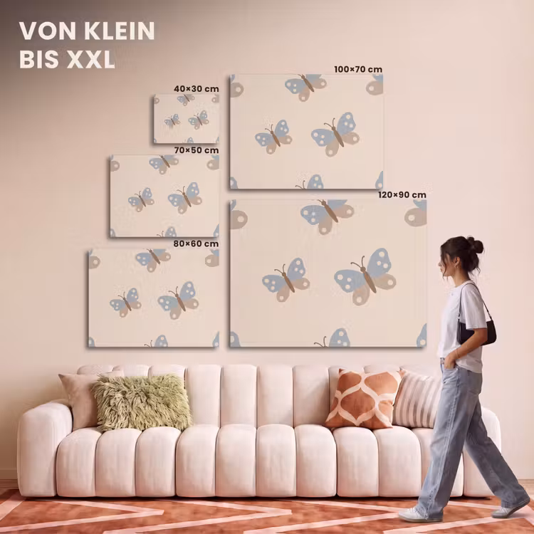 Akustikbild - Insekt – Schmetterlingsmuster – Abstrakt – Blau – Beige — 7