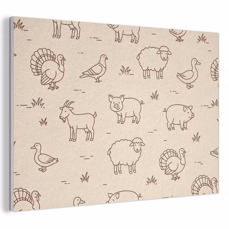 Akustikbild - Tiere – Muster – Bauernhof – Minimalistisch – Beige — 1
