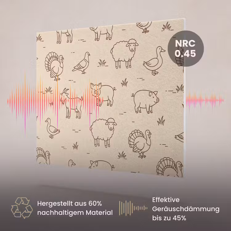 Akustikbild - Tiere – Muster – Bauernhof – Minimalistisch – Beige — 3