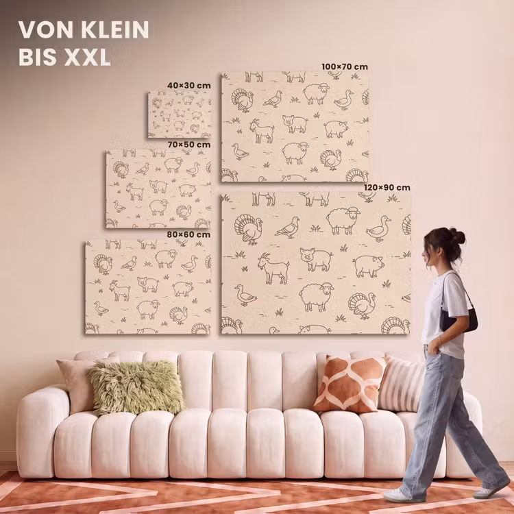 Akustikbild - Tiere – Muster – Bauernhof – Minimalistisch – Beige — 7