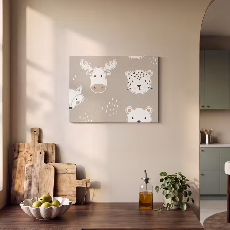 Akustikbild - Tiere – Muster – Illustration – Modern – Beige — 4