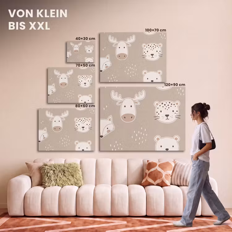 Akustikbild - Tiere – Muster – Illustration – Modern – Beige — 7