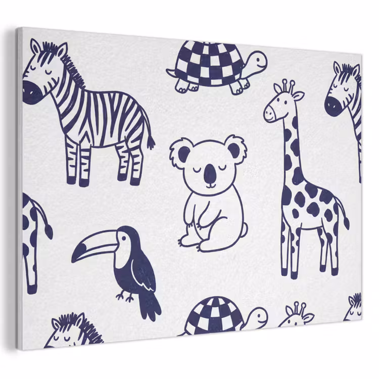 Akustikbild - Tiere – Muster – Kinderzimmer – Grafisch – Weiß-Blau — 1
