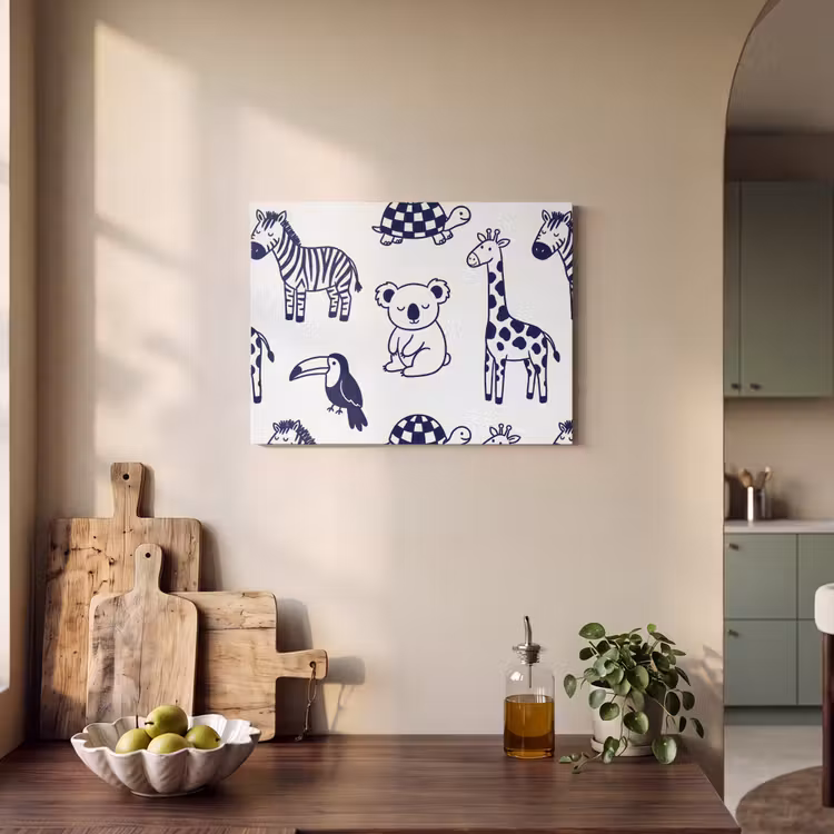 Akustikbild - Tiere – Muster – Kinderzimmer – Grafisch – Weiß-Blau — 4