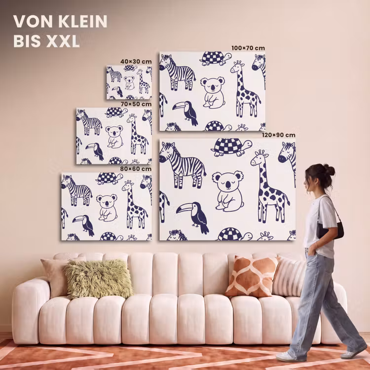 Akustikbild - Tiere – Muster – Kinderzimmer – Grafisch – Weiß-Blau — 7