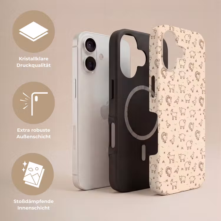 Handyhülle Toughcase - Tiere – Muster – Bauernhof – Minimalistisch – Beige — 3