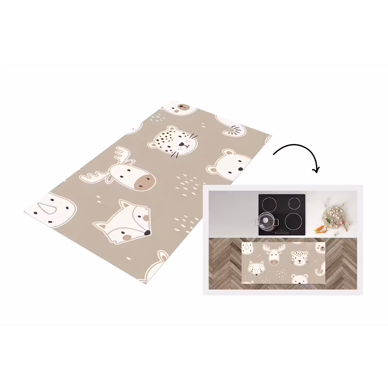 Küchenläufer - Tiere – Muster – Illustration – Modern – Beige — 1