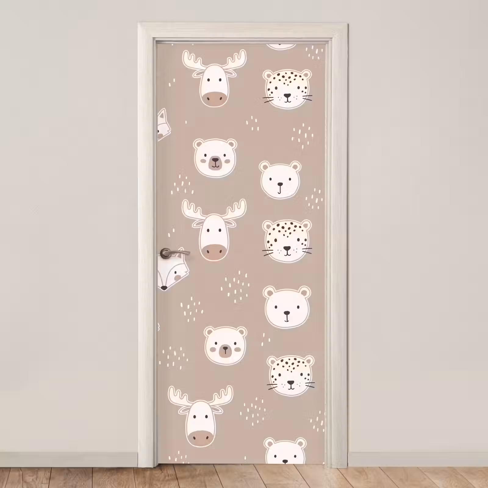 Türtapete - Tiere – Muster – Illustration – Modern – Beige — 1