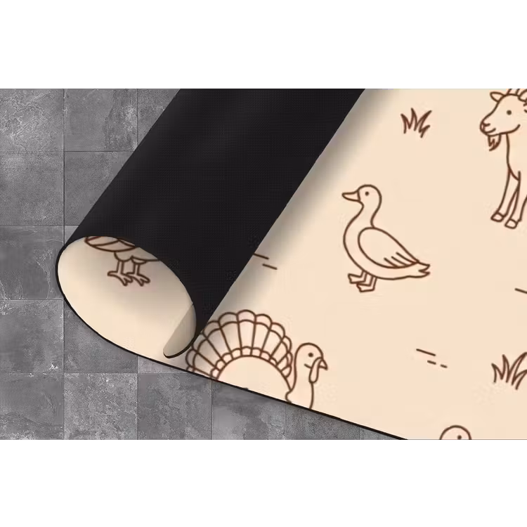 Küchenläufer - Tiere – Muster – Bauernhof – Minimalistisch – Beige — 4
