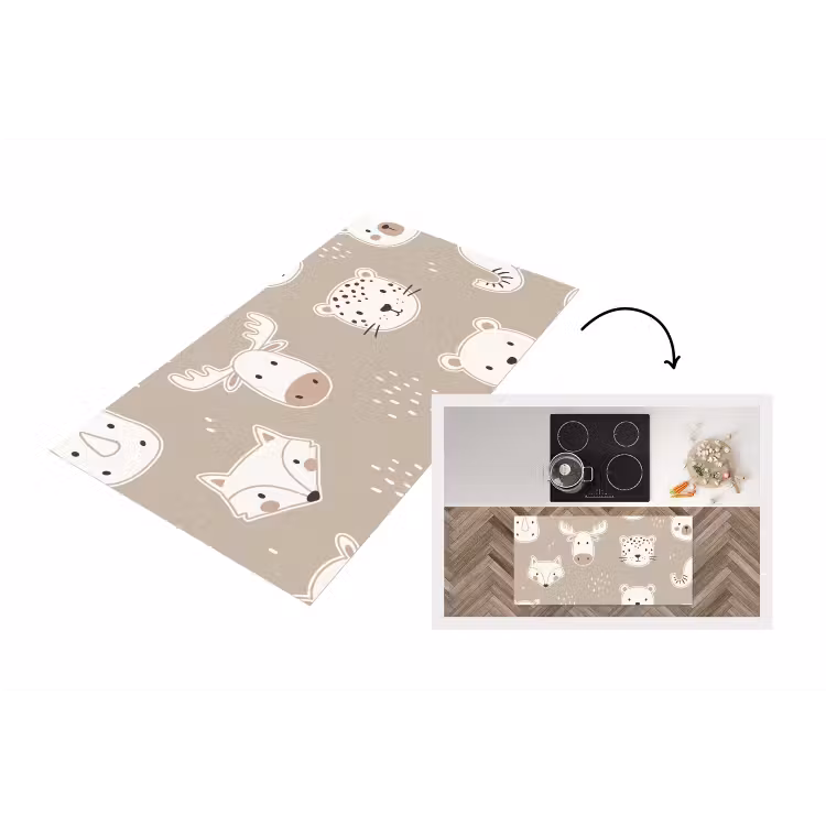 Küchenläufer - Tiere – Muster – Illustration – Modern – Beige — 1