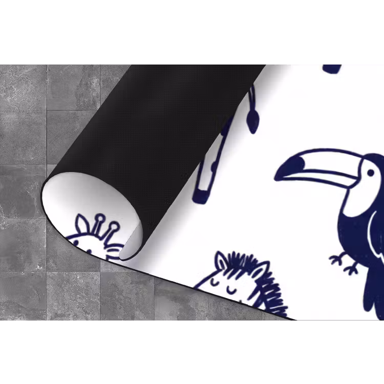 Küchenläufer - Tiere – Muster – Kinderzimmer – Grafisch – Weiß-Blau — 4