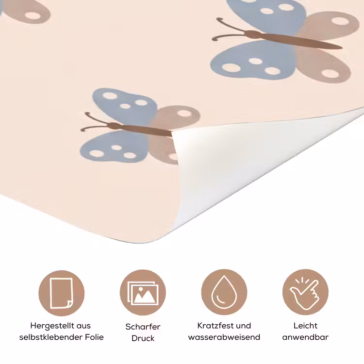 Türtapete - Insekt – Schmetterlingsmuster – Abstrakt – Blau – Beige — 8