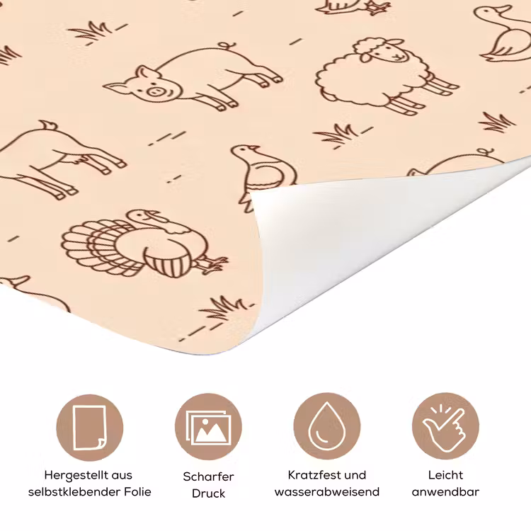 Türtapete - Tiere – Muster – Bauernhof – Minimalistisch – Beige — 8